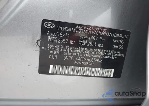 2015 Hyundai Sonata Sport from USA, damaged, VIN 5NPE34AF8FH065908